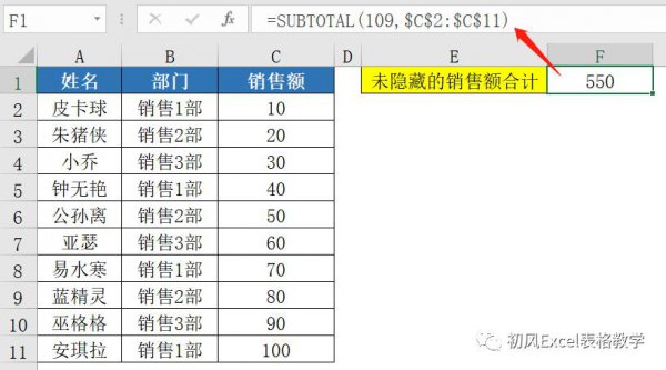 subtotal函数的使用方法