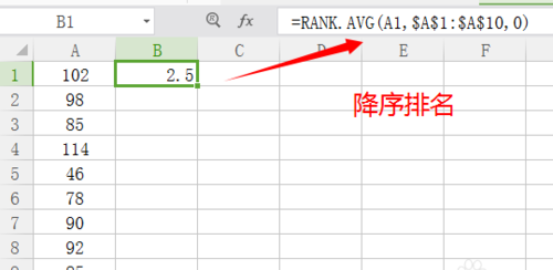 用rank函数排名方法