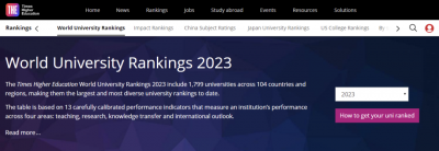 the世界大学排名 2023泰晤士THE世界大学排行