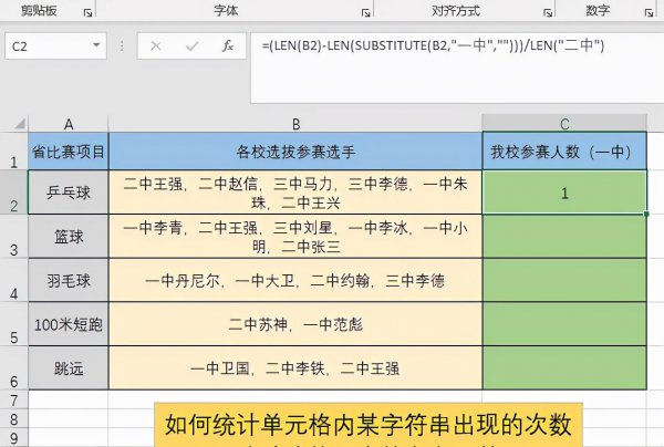 excel统计某个词出现次数