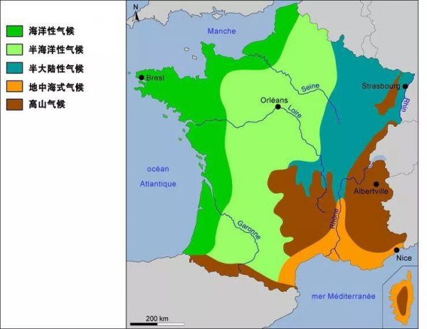 法国气候特征的影响