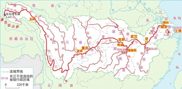 长江流域面积约180万平方千米