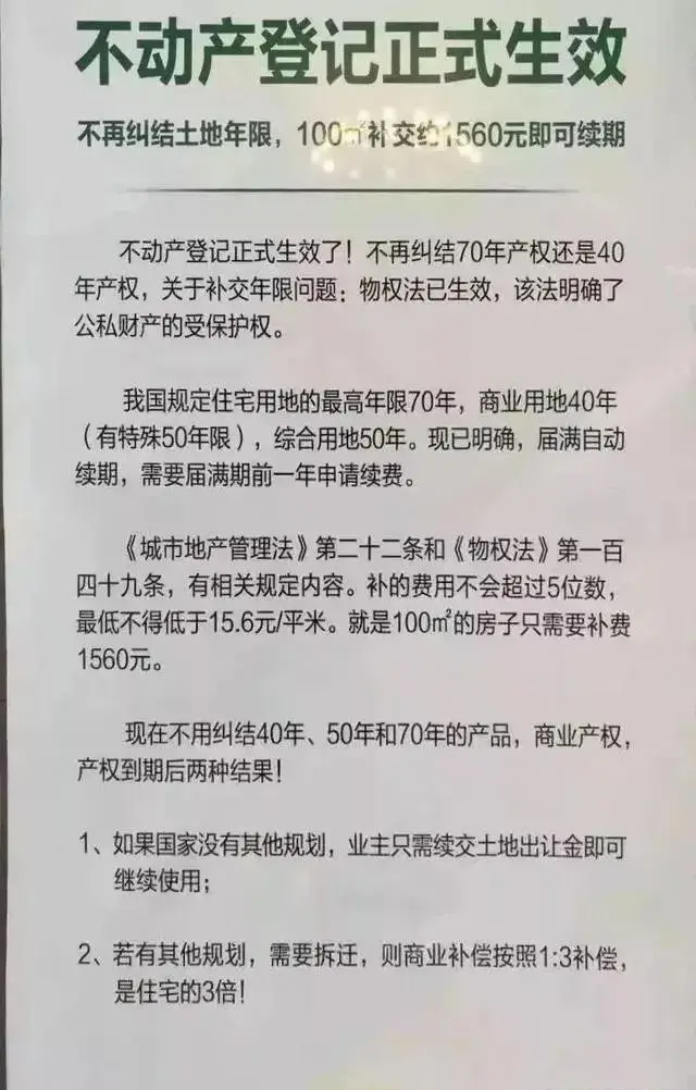 产权50年到期要交多少钱