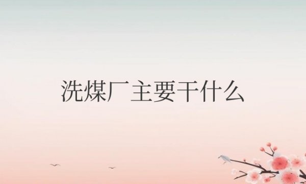 洗煤厂主要干什么工作