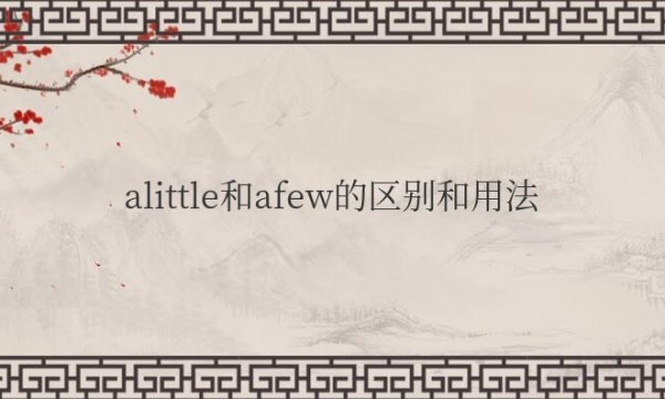 alittle和afew的区别和用法