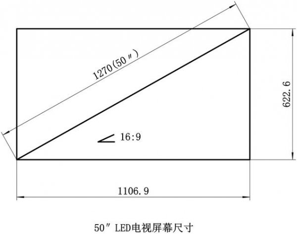 50寸液晶电视尺寸是多少厘米