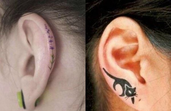 精致小清新的耳朵刺青纹身