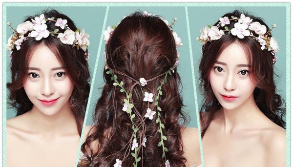 唯美优雅花仙子新娘发型图片