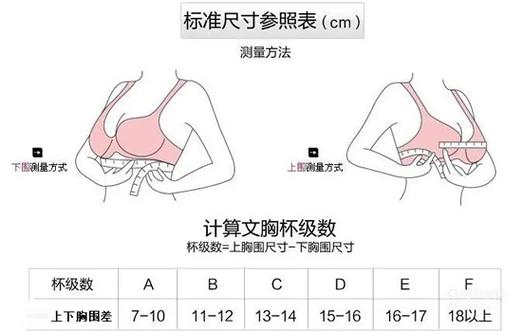 女生罩杯尺码表对照表