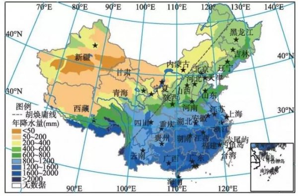 400毫米等降水量线分界线地理意义，经过哪些山脉