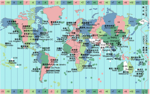 世界时间24小时对照表