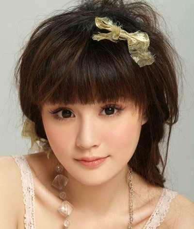 2023年最新适合胖脸型的时尚发型 齐刘海胖脸新娘造型