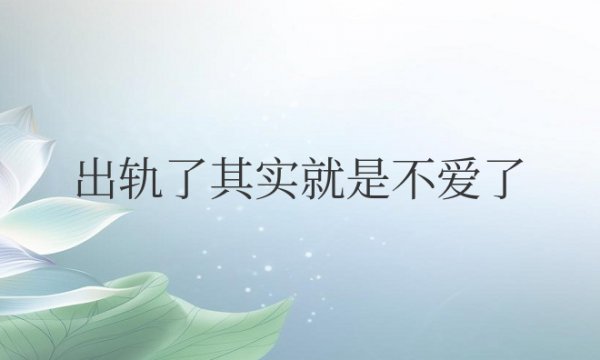 出轨了其实就是不爱了