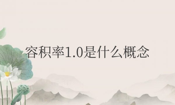 小区容积率1.0是什么概念